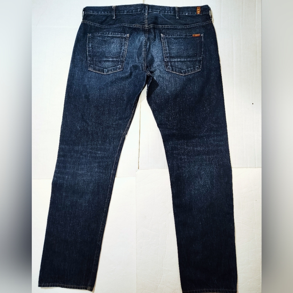 7 For Mankind Straight Leg Jeans, Men, Blue Denim, Pockets, ZipUp, (40W/35L)